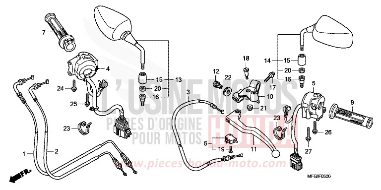 HANDLE LEVER/SWITCH/CABLE for CB600F Hornet PEARL ACID YELLOW (Y205) from 2010